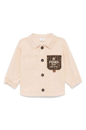 Camicia junior in flanella beige FENDI KIDS | BMC077AS5BF1P2P